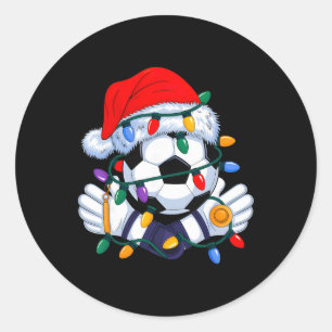 Jul Fotboll Xmas Tomte Sport Hatt Mäns Kvinnors Runt Klistermärke