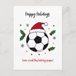 Jul Fotbollboll Santa Hatt Julkort Helg Vykort