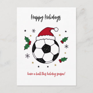 Jul Fotbollboll Santa Hatt Julkort Helg Vykort