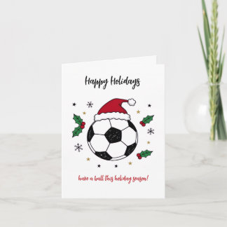 Jul Fotbollboll Santa Hatt Julkort Helgkort