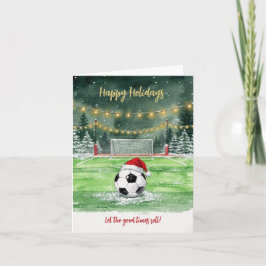 Jul Fotbollboll Santa Hatt Julkort Helgkort