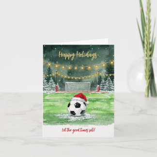 Jul Fotbollboll Santa Hatt Julkort Helgkort