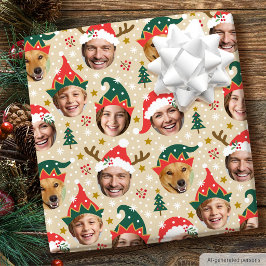 Jul Foto Collage Festiv Rolig Ansikte Beige Presentpapper