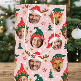 Jul Foto Collage Festiv Rolig Ansikte Rosa