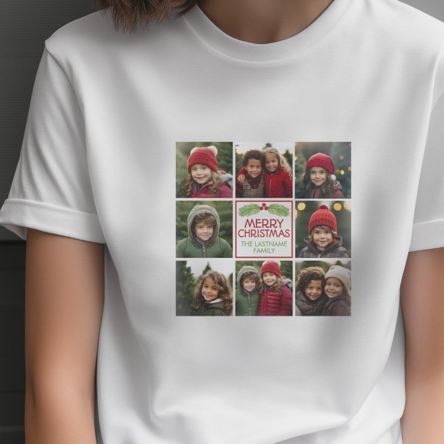 Jul Foto Collage med Rustik Tall Tee (Custom Photo T-shirt)