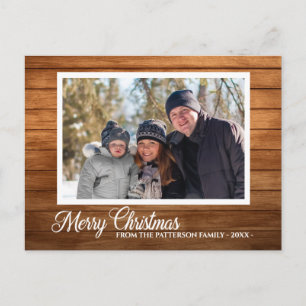 Jul Foto Familjenamn Rustik Trä Stil Vykort