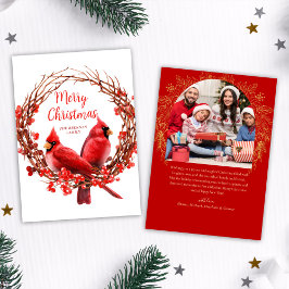 Jul Foto Festive WANAN Red Kardinal Julkort