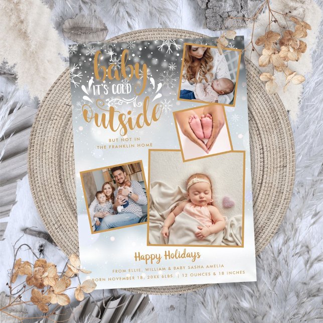 Jul Foto Födelse Annonsering Jul Holiday Julkort (Photo Birth Announcement Christmas Holiday)