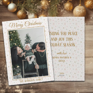 Jul Foto Guld Snöflingor Familjenamn År Julkort