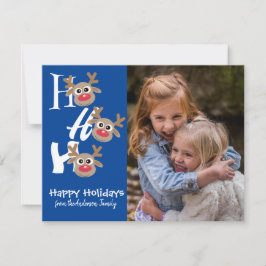 Jul Foto Ho Ho Ho Ren Blå Nyhet Julkort