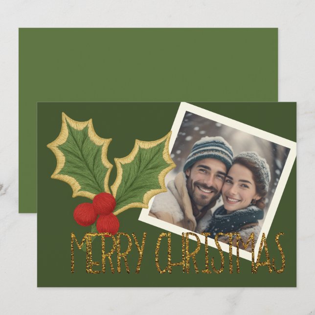 Jul Foto Holly Bär Broderi Julkort (Fram/baksida)