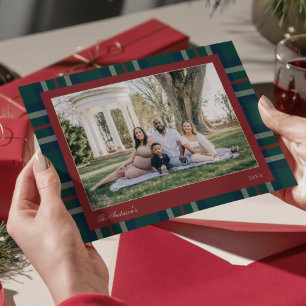Jul Foto med Heritage Preppy Plaid Julkort