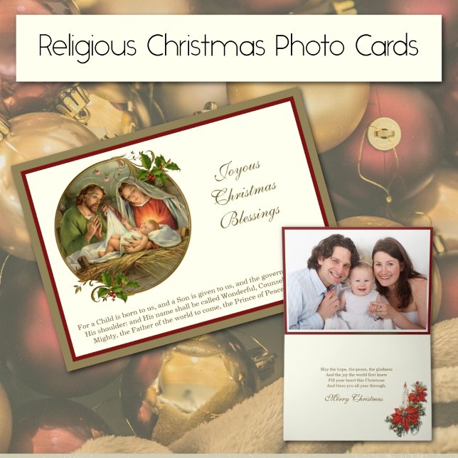 Jul Foto Nativity Jesus Maria Josef Helgkort (Religious Vintage Christmas Photo Cards with Nativity of Jesus )