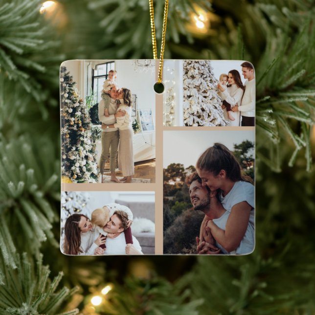Jul Foto Ornament, Foto Collage Jul  Julgransprydnad Keramik (Träd)