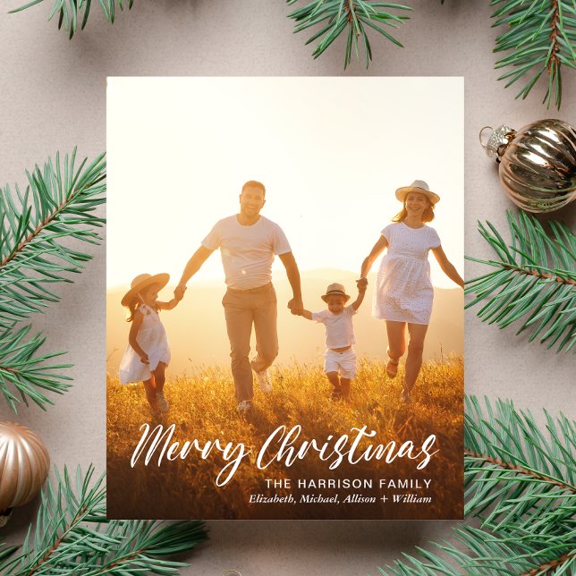 Jul Foto Script Overlay Julkort på Budget (This holiday season, let the magic of your cherished moments unfold with our 4 photo Christmas card)