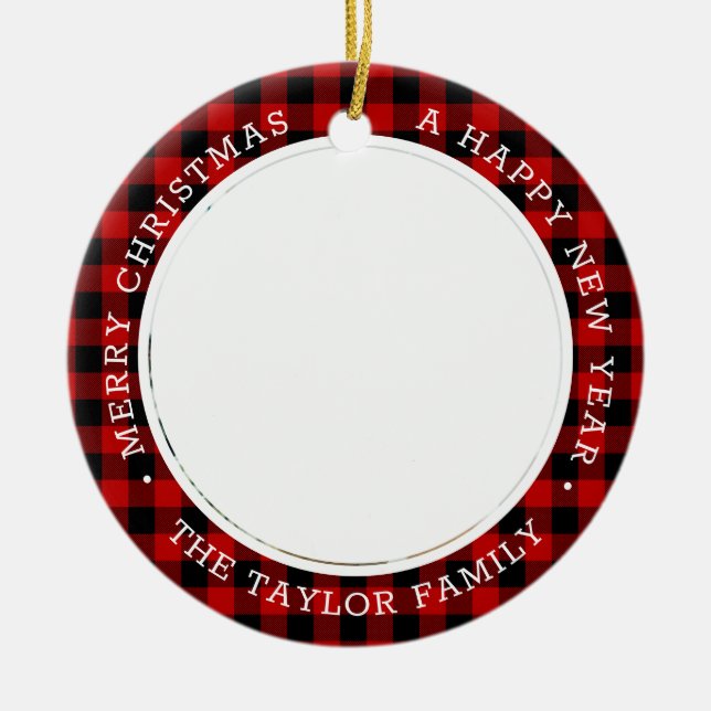 Jul Fotofamiljen Red Ceramic Ornament (Framsidan)