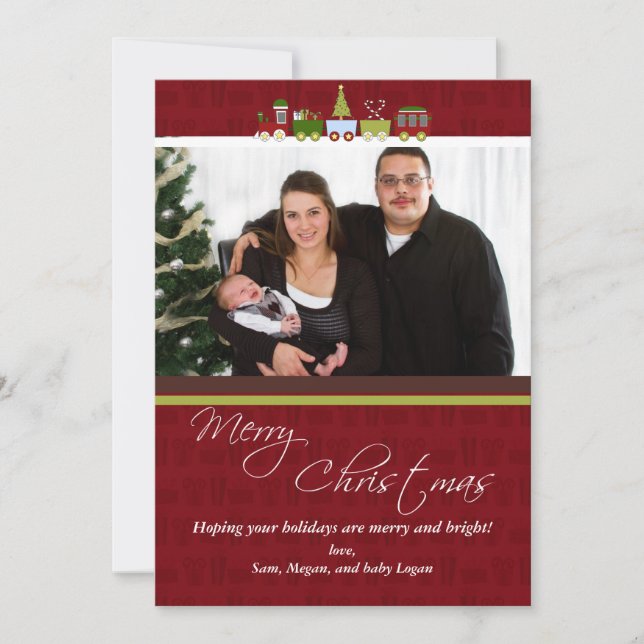 Jul-fotoporten Tåg Julkort (Framsida)