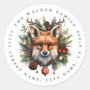Jul Fox Round Stickers Runt Klistermärke