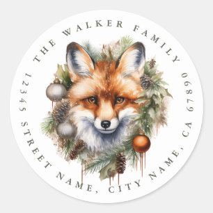 Jul Fox Round Stickers Runt Klistermärke