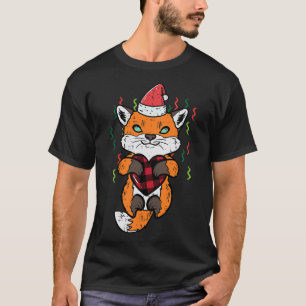 Jul Fox Santa Heart Julafton Girls Boys Kids Wom T Shirt