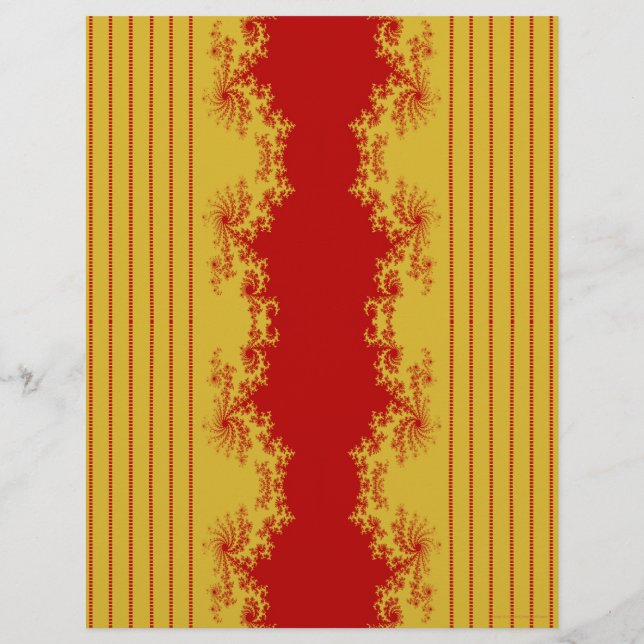 Jul Fraktal Guld & Röd Scrapbookpapper (Baksida)