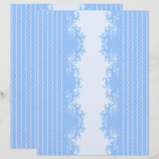 Jul Fraktal Pastell Blå Scrapbookpapper (Fram/baksida)