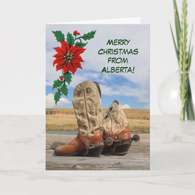 Jul från Alberta Westernt Boot Helgdag Card Helgkort (Framsida)