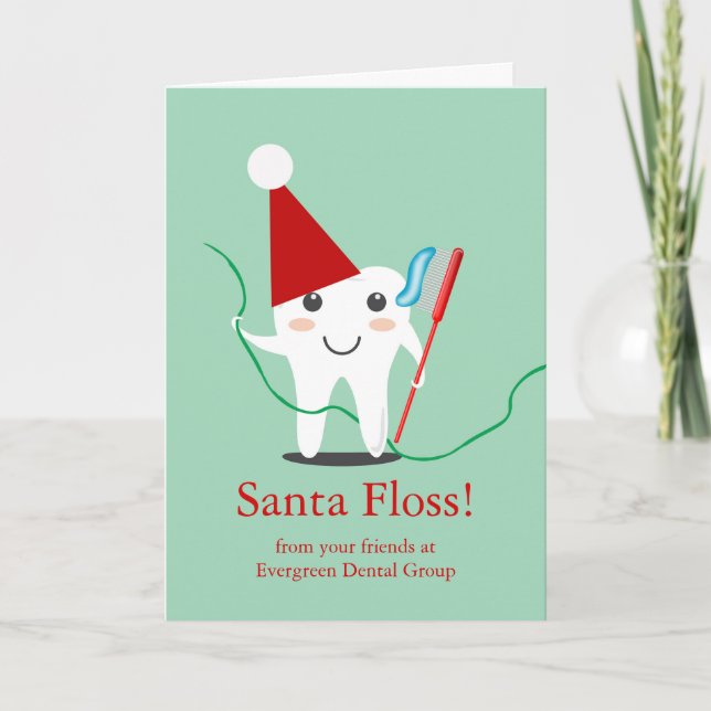 Jul från Dental Office, Business Santa Floss Kort (Framsida)