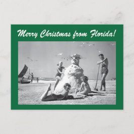 Jul från Florida Vintage Beach Snögubbe Photo Vykort