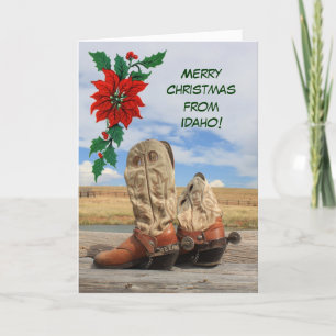 Jul från Idaho Westernt Boot Helgdag Card Helgkort