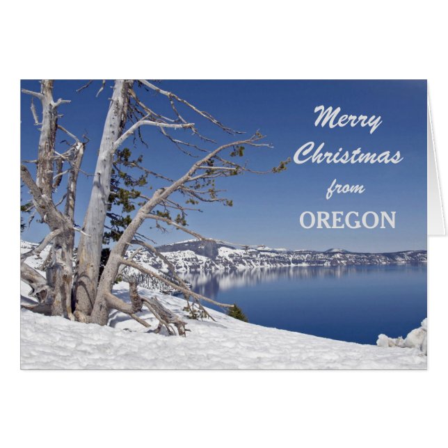 Jul från Oregon Crater Sjö Greeting Card Hälsningskort (Framsidan Horizontal)
