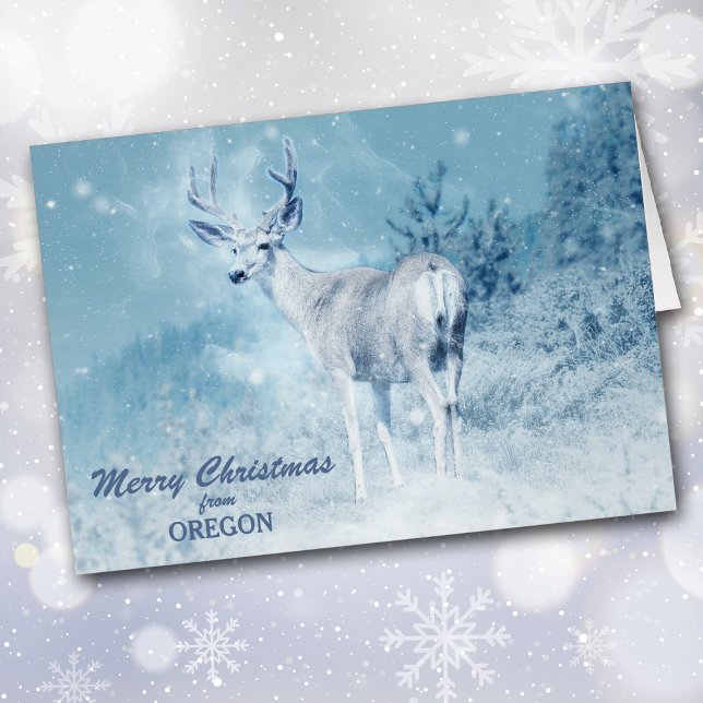 Jul från Oregon-Hjortens julkort Hälsningskort (Skapare uppladdad)