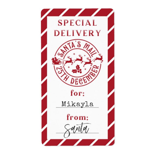 Jul från Santa Gift Sticker Fraktsedel (Framsidan)