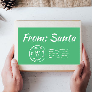 Jul från Santa Grönt Gift Märkre Label Sticker Rektangulärt Klistermärke