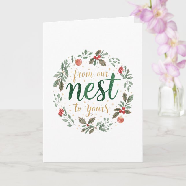 Jul "Från vårt bo till ditt" Julkort Kort (Orkide)