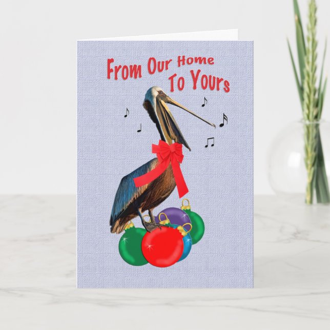 Jul från vårt hem, sjunga för pelikan helgkort (Framsida)