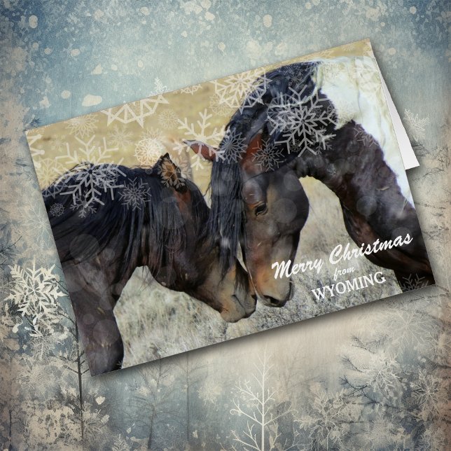 Jul från Wyoming Vild Horses julkort Hälsningskort (Skapare uppladdad)