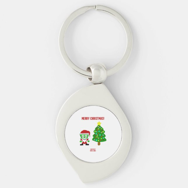 Jul FrankenCheese Swirl Keychain Silverfärgad Nyckelring (Framsidan)