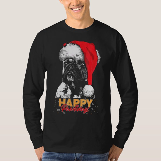 Jul Frenchie Gif Lycklig Pawlidays T Shirt (Framsida)