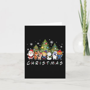 Jul Friends Santa Rudolph Snögubbe Family Xma Kort