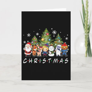 Jul Friends Santa Rudolph Snögubbe Family Xma Kort