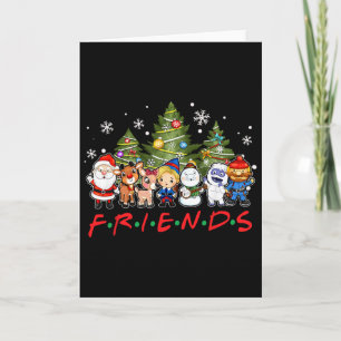 Jul Friends Santa Rudolph Snögubbe Family Xma Kort