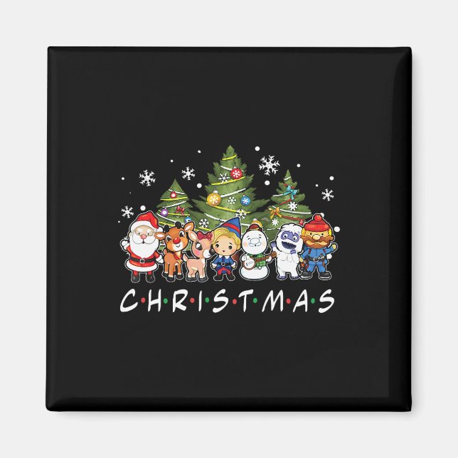 Jul Friends Santa Rudolph Snögubbe Family Xma Magnet (Framsidan)