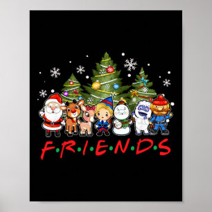 Jul Friends Santa Rudolph Snögubbe Family Xma Poster