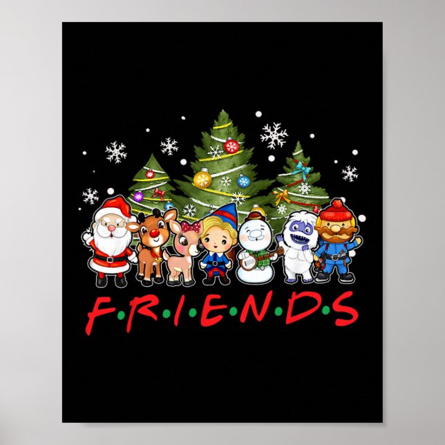 Jul Friends Santa Rudolph Snögubbe Family Xma Poster (Framsidan)