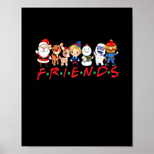 Jul Friends Santa Rudolph Snögubbe Family Xma Poster (Framsidan)