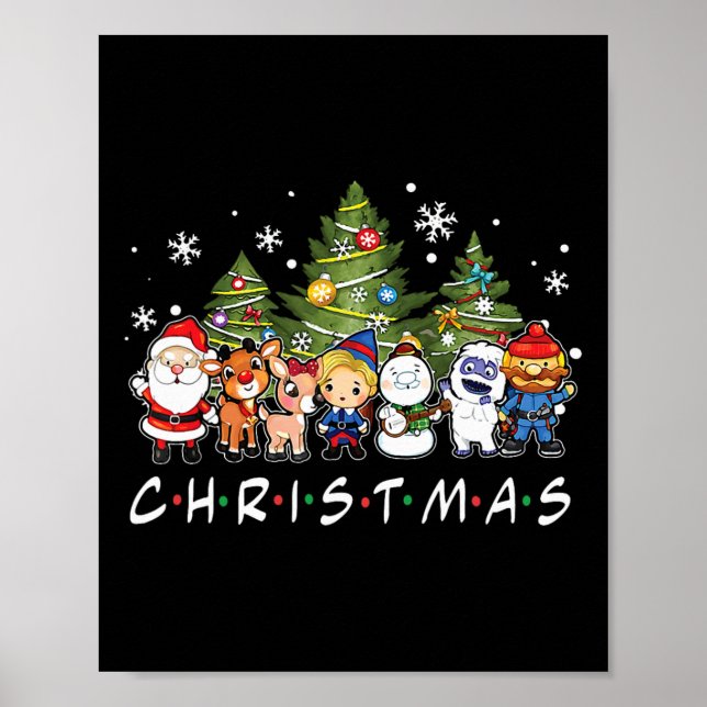 Jul Friends Santa Rudolph Snögubbe Family Xma Poster (Framsidan)