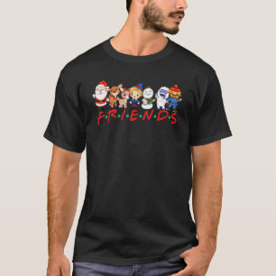 Jul Friends Santa Rudolph Snögubbe Family Xma T Shirt
