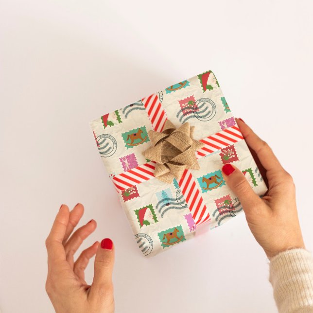Jul Frimärke Gift Wrap Whimsical papper Presentpapper (Skapare uppladdad)