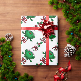 Jul Frog Mistletoe Ribbon Mönster Presentpapper